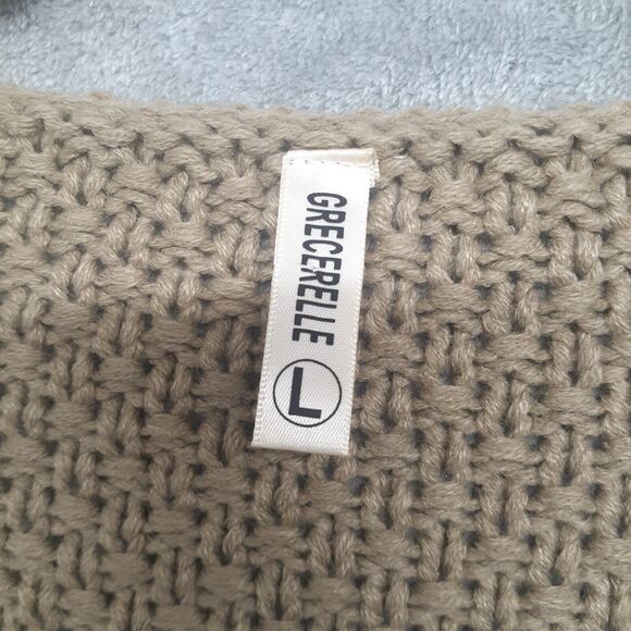 Grecerelle Womens Cardigan Sweater Beige Long Sleeve Open Front Neckline L - Picture 2 of 7